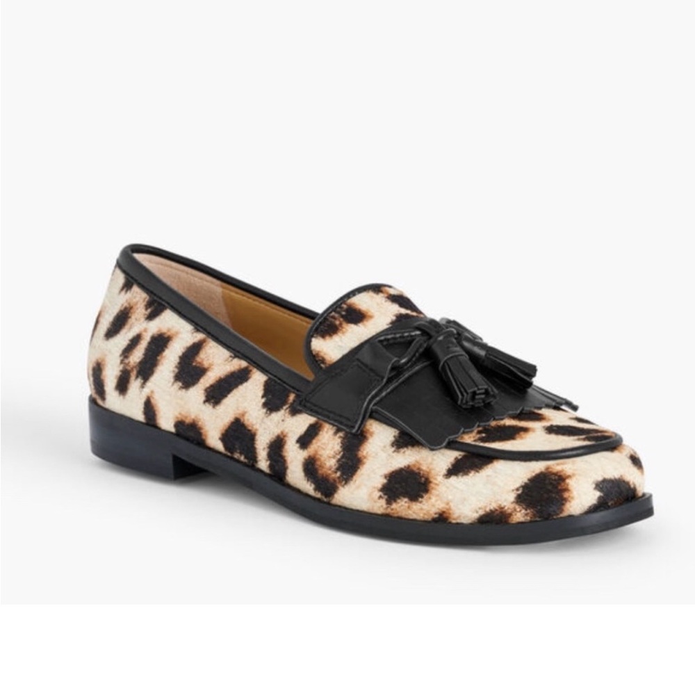 Talbotts LAURA TASSEL CALF HAIR LOAFERS - SNOW LEOPARD 7.5
